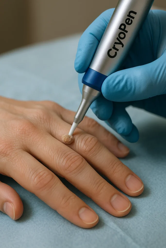 example of cryopen wart removal King's Heath treatment on a persons finger