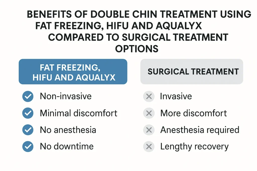Graphic about the benefits of double chin treatment King's Heath - from LA LIPO