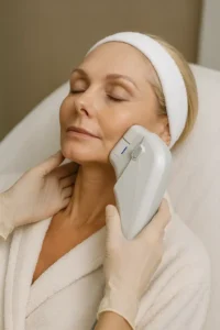 Woman receiving HIFU non surgical facelift treatment King's Heath
