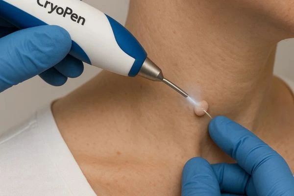 Person receiving Cryotherapy skin tag removal King's Heath